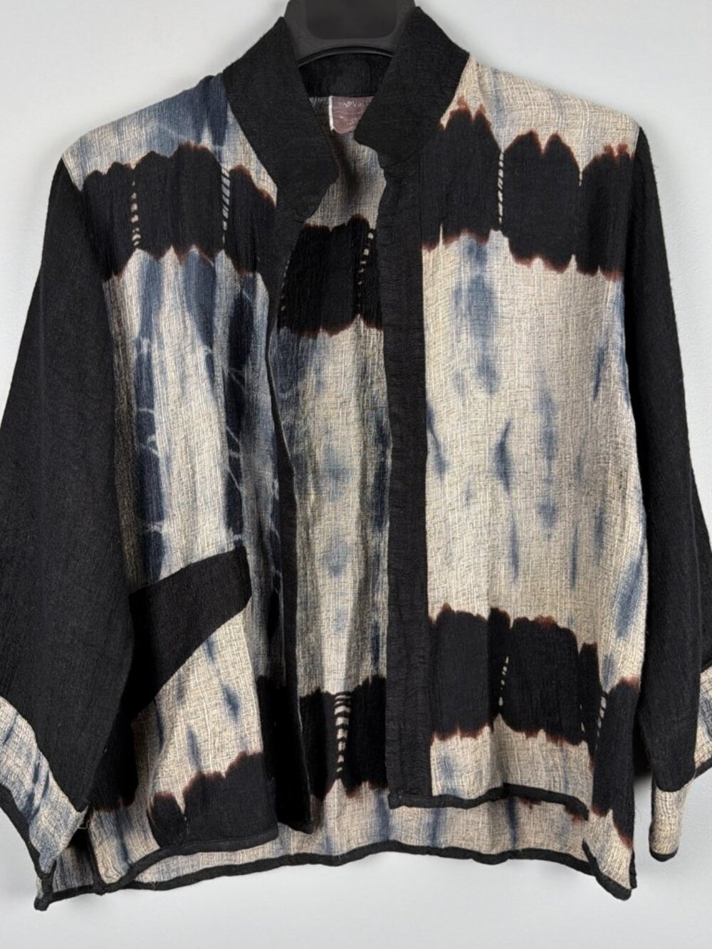 Harubella Artisan Jacket Womens L Black Handmade Artsy Lagenlook Handmade Resort